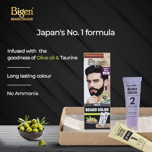 Bigen Professional Beard Colour B102 Brown Black| Leaves No Stains, 40G+40G