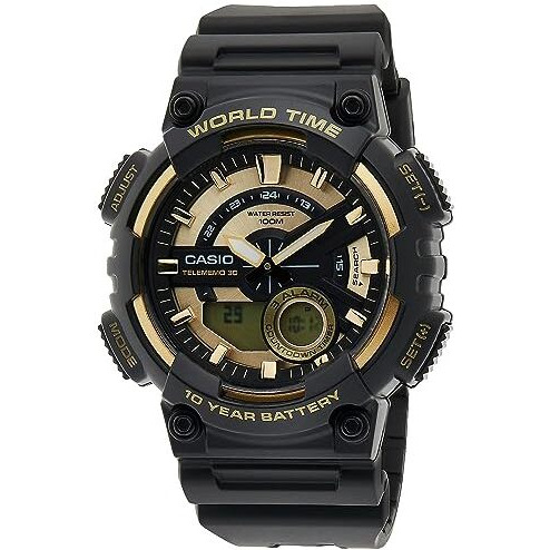 Casio Youth-Combination Analog-Digital Gold Dial Men's Watch - Aeq-110Bw-9Avdf (Ad206)