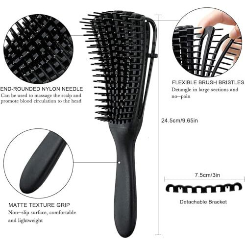 Etsap Detangler Hair Brush For Curly Hair Comb For Women Men & Kids | Comb For Curly Wavy Hair Pain Free Hair Detangling Brush | Curl Brush For Hair Styling Dry & Wet Hair Brush | Curly Hair Product Detangle Comb