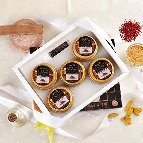Nutriglow Gold Kesar Facial Kit For Women| 6-Piece Skin Care/Skin Cleanup Set | Targets Signs Of Aging | 250G + 10Ml