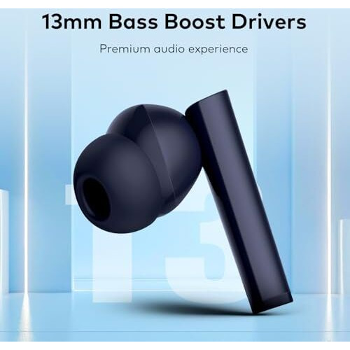 Itel Buds Ace 2 Tws Earbuds - Quad Mic Enc, 13Mm Bass Boost Drivers, 50 Hours Playtime, Fast Charging, Ipx5 Water Resistant, Bluetooth 5.0, Type-C Charging (Blue)