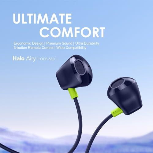 Oraimo Halo Airy Type-C Half In-Ear Wired Headphones (Blue)