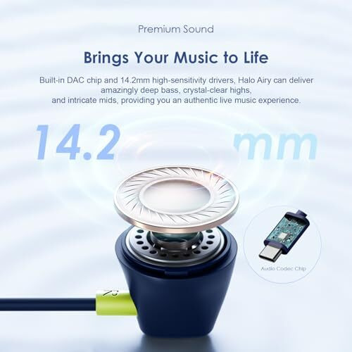 Oraimo Halo Airy Type-C Half In-Ear Wired Headphones (Blue)