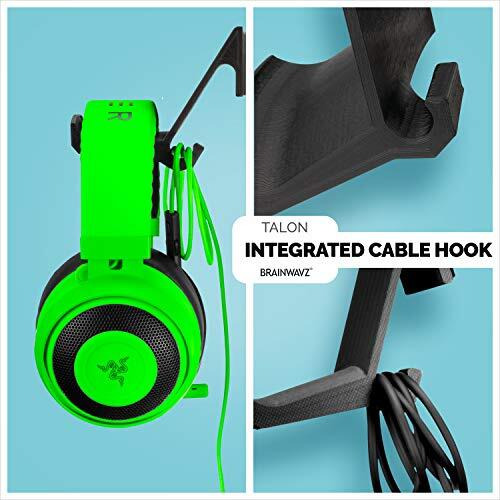 Brainwavz The Talon - Headphone Hanger Holder Stand - Designed For Gamers - Large Curved Headphone Band Bed & Cable Hook - Premium Wall Mounted Headset Stand, Black