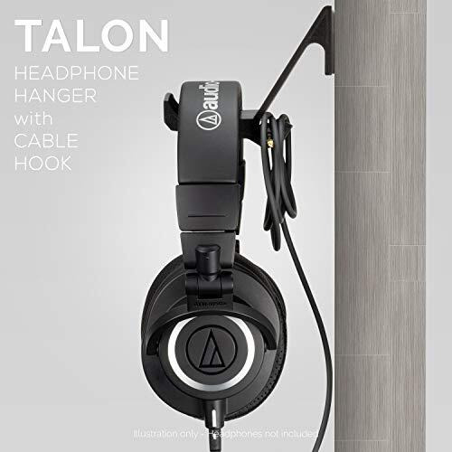 Brainwavz The Talon - Headphone Hanger Holder Stand - Designed For Gamers - Large Curved Headphone Band Bed & Cable Hook - Premium Wall Mounted Headset Stand, Black