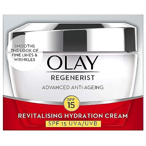 Olay Regenerist Revilatising Hydration Cream With Spf 15 | Hydrated, Plump, Bouncy Skin | With Hyaluronic Acid, Niacinamide And Peptides | Normal, Oily, Dry, Combination Skin | 50G
