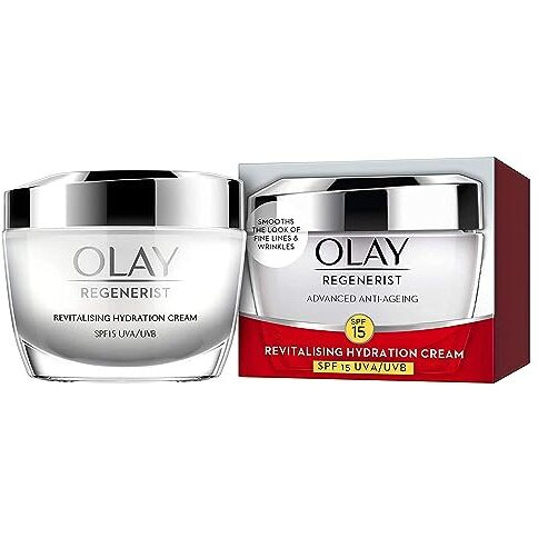 Olay Regenerist Revilatising Hydration Cream With Spf 15 | Hydrated, Plump, Bouncy Skin | With Hyaluronic Acid, Niacinamide And Peptides | Normal, Oily, Dry, Combination Skin | 50G