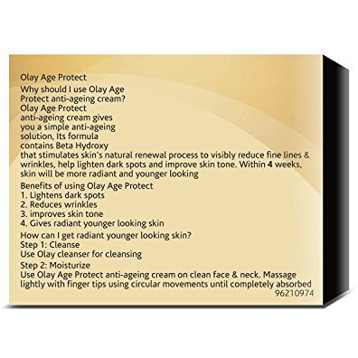 Olay Age Protect Anti-Ageing Cream | Lightens Dark Spots And Reduces Wrinkles | Normal, Oily, Dry, Combination Skin | 40G