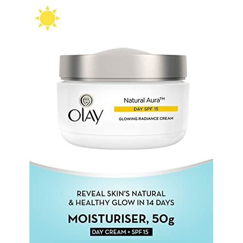 Olay Natural Aura Day Cream With Spf 15 | Glowing Radiance Cream | With Niacinamide And Vitamin E | Normal, Oily, Dry, Combination Skin | 50G