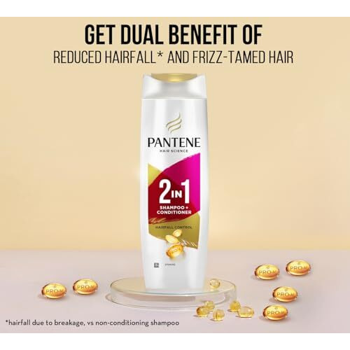 Pantene Advanced Hairfall Solution, 2In1 Hairfall Control Shampoo + Conditioner, Pack Of 1, 180Ml, Pink