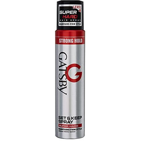 Gatsby Japan Set And Keep Hair Spray Super Hard, 250Ml | Quick Drying, Long Lasting Hold, No Flaking & Natural Shine | Non Sticky & Easy Wash Off | Styling Hair Spray