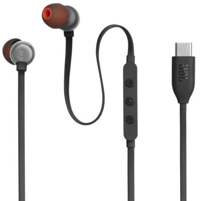 Jbl Tune 310 In Ear Type C Wired Headphones, Hi-Res Audio With Digital-To-Analog Converter, 3-Button Eq Preset Remote With Microphone, Tangle-Free Flat Cable, Compatible With Usb-C Devices (Black)