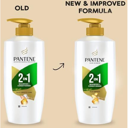 Pantene Advanced Hairfall Solution, 2In1 Silky Smooth Care Shampoo + Conditioner, Pack Of 1, 650Ml, Green