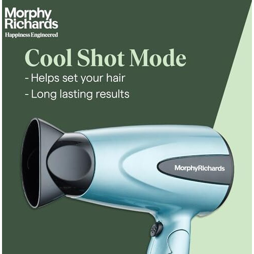 Morphy Richards Idazzle Hd121Dc 1200W Hair Dryer|2-Speed 2-Heat Setting|Hair Dryer With Detachable Concentrator| Foldable Handle Dryer|2 Yr Warranty|1200 Watt|Aqua Blue & Black|Gift For Him And Her