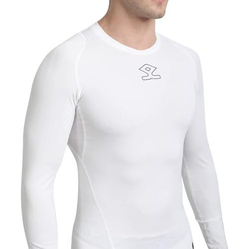 Shrey Intense Compression L/S Top Compression Top Full Sleeve Tights T-Shirt For Sports (2Xl, White)