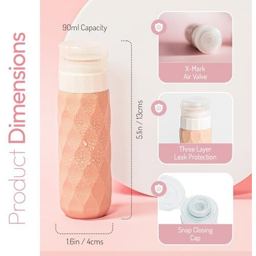 Travease Travel Bottles For Toiletries, Caa Approved 90Ml Silicone Travel Bottles, Leak Proof Squeezable Travel Size Containers, Travel Essentials For Lotion, Soap, Shampoo (4 Pack), Pastel