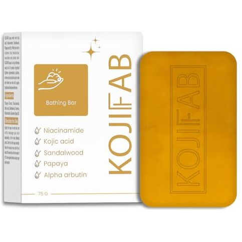 Kojifab Glycerin Soap With Kojic Acid, Niacinamide & Sandalwood | For Skin Lightening, Sun Damage & Reduces Dark Spot | Deep Moisturizing Bath Soap | For Men & Women | 75 Gm (Pack Of 1)