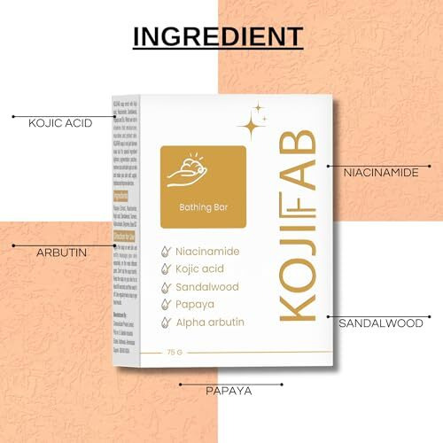Kojifab Glycerin Soap With Kojic Acid, Niacinamide & Sandalwood | For Skin Lightening, Sun Damage & Reduces Dark Spot | Deep Moisturizing Bath Soap | For Men & Women | 75 Gm (Pack Of 1)