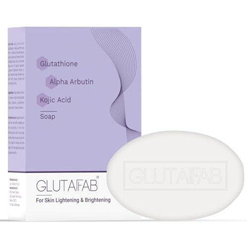 Glutafab Skin Brightening Soap With Glutathione, Kojic Acid, Vitamins C & E, Alpha Arbutin, For Hyperpigmentation, Dark Spots, Excess Oil & Acne Scars, (75 Gm * Pack 3)