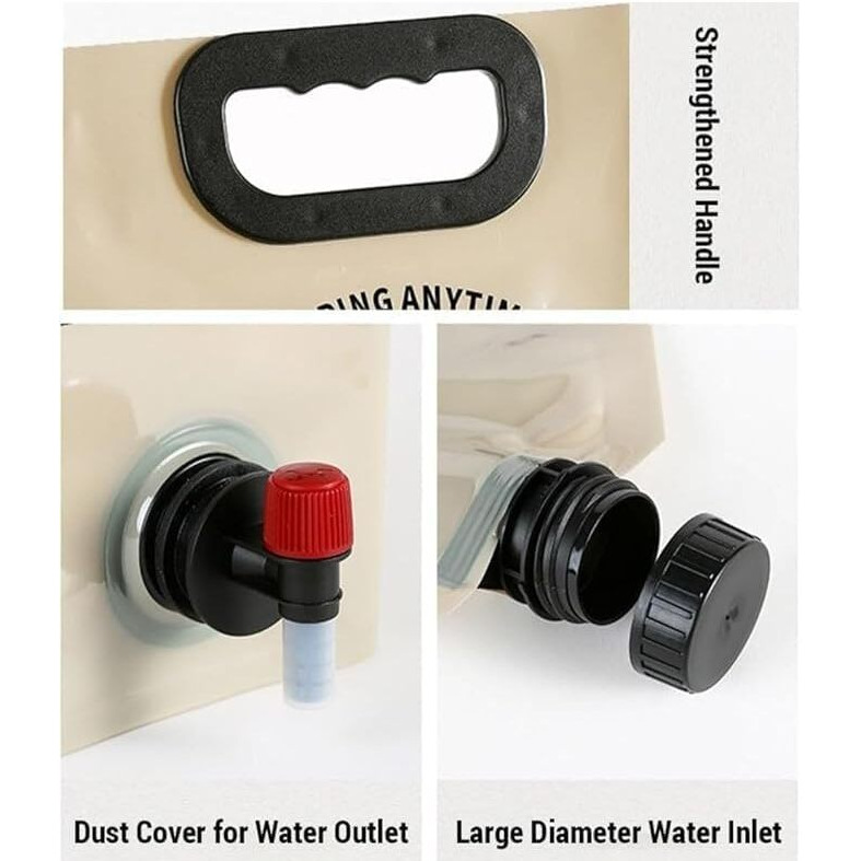 Kitssential 8 Liter Folding Water Storage Bag Pouch For Cycling, Picnic, Outdoor Camping, Road Trip, Traveling Water Carrier Supplies Bag And Container 8L Drinking Water Container Tank (Multicolour)