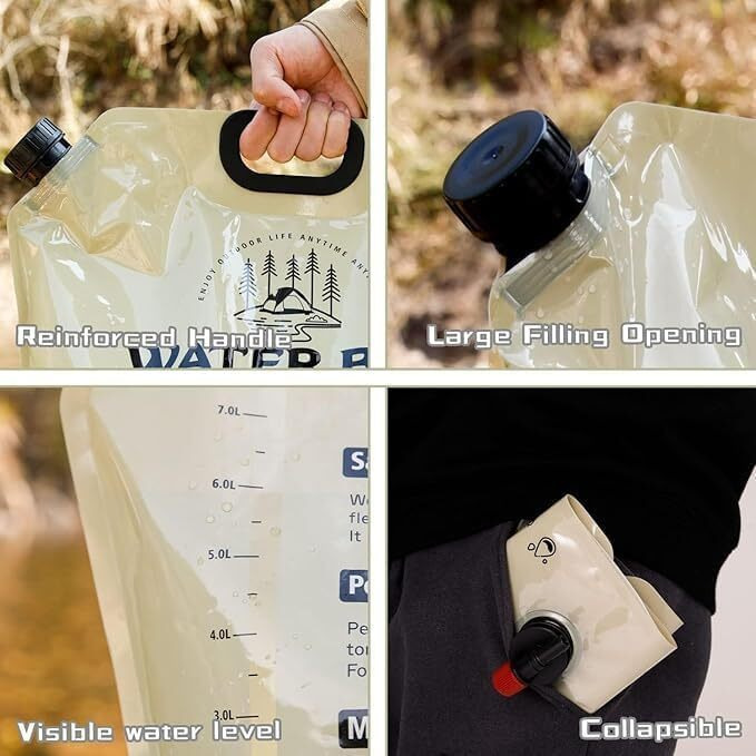 Kitssential 8 Liter Folding Water Storage Bag Pouch For Cycling, Picnic, Outdoor Camping, Road Trip, Traveling Water Carrier Supplies Bag And Container 8L Drinking Water Container Tank (Multicolour)