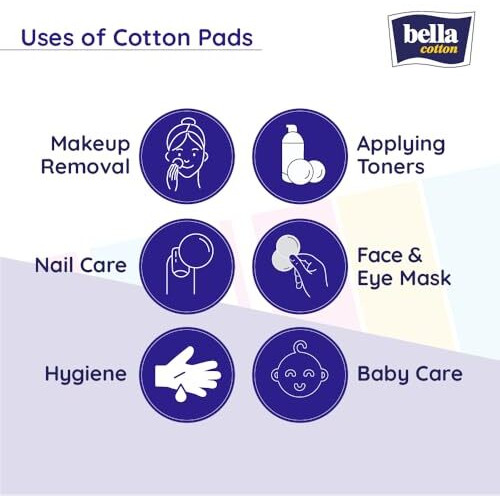 Bella Cotton Pads, 100% Pure Cotton, Double-Sided  Ideal For Skin Care, Makeup & Nail Polish Removal  Pack Of 3 (80 Pads Each) | Buy 2 Get 1 Free