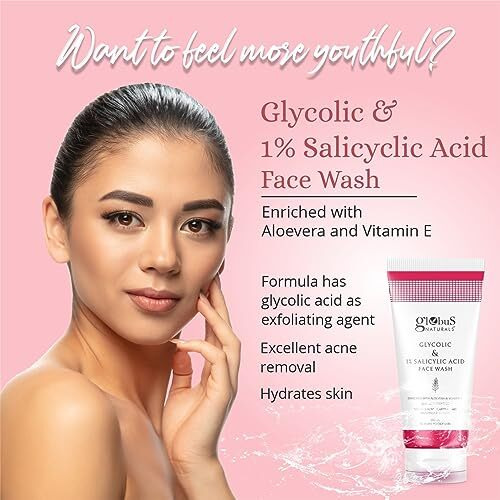Globus Naturals Pimple Clear Glycolic & 1% Salicylic Acid Face Wash, For Acne & Oil Control, Enriched With Aloe Vera & Vitamin E (100Ml) (Pack Of 2)