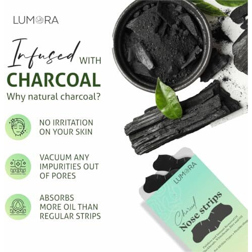 Lumora Nose Strips - Blackheads Removal Strips And White Heads Removal Strips For Women & Men | Cleansing Charcoal & Witch Hazel Effectively Remove Blackheads & Whiteheads (Pack Of 10)
