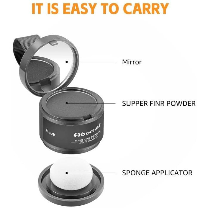 Hairline Powder,Natural Hairline Powder, Hair Shading Sponge Pen, Hairline Shadow Powder Stick, Quick Root Touch-Up Eyebrow Stamp Root Cover Up Hairline Powder Black Root Touchup,4Gm(Black, Standard)