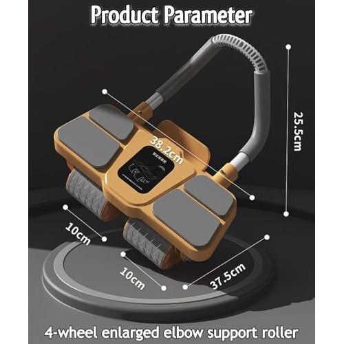 Upgraded Automatic Rebound Four Wheel Elbow Support Roller With Digital Timer & Mobile Holder Intelligent Abdominal Curling Muscle Training Exercise Fitness Equipment For Home, Gym Workout (Acrylonitrile Butadiene Styrene, Polyvinyl Chloride)