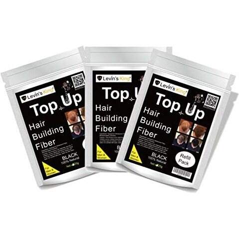 Levins King Hair Building Fiber, Concealer Refill Use For Toppik, Looks 21,Regrowth & All Other Hair Fiber Etc. (Black 25+25+25G) Pack Of 3