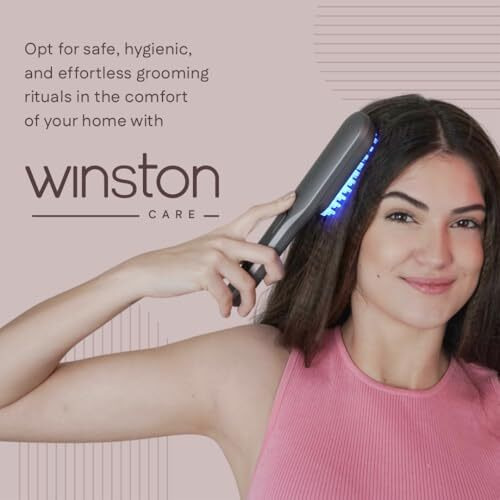 Winston Rechargeable Electric Led Comb For Hair Therapy And Growth For Men And Women - 90 Min | Red & Blue Led Light With Vibration Head Massager, Hair Fall Control & Scalp Treatment (Grey) - 1-Year Warranty