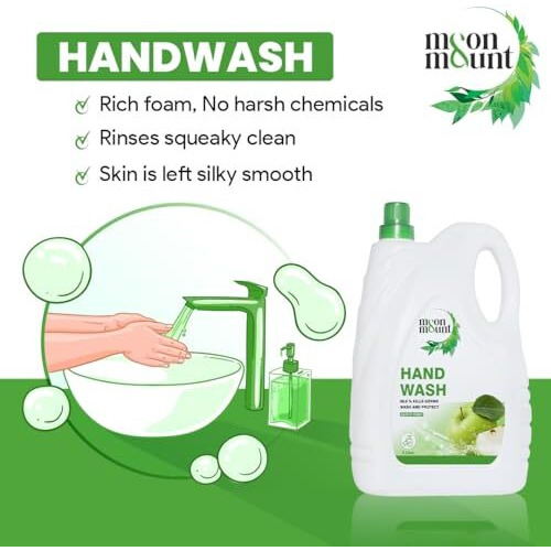 Moon And Mount Hand Wash Protection From Germs, Hand Wash Liquids 5 Liter Liquid Handwash For Everyday Use (Green Apple)