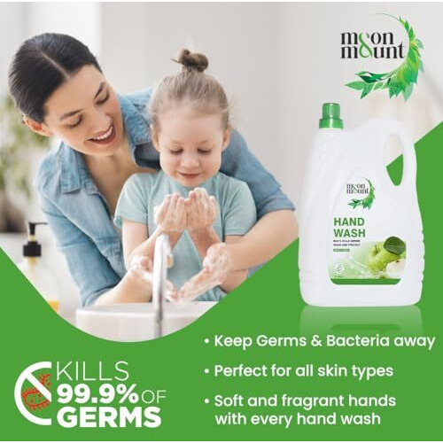 Moon And Mount Hand Wash Protection From Germs, Hand Wash Liquids 5 Liter Liquid Handwash For Everyday Use (Green Apple)