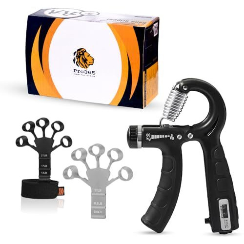 Pro365 Combo Of Counter Hand Gripper And Finger Gripper Finger Exerciser (With Counter Timer)