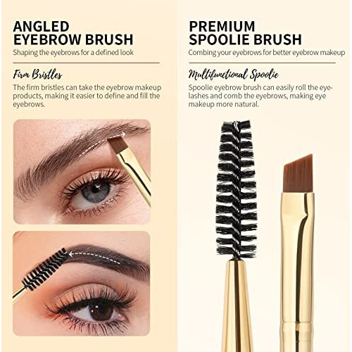 Docolor Duo Eyebrow Brush - Professional Angled Eye Brow And Spoolie Brush - White