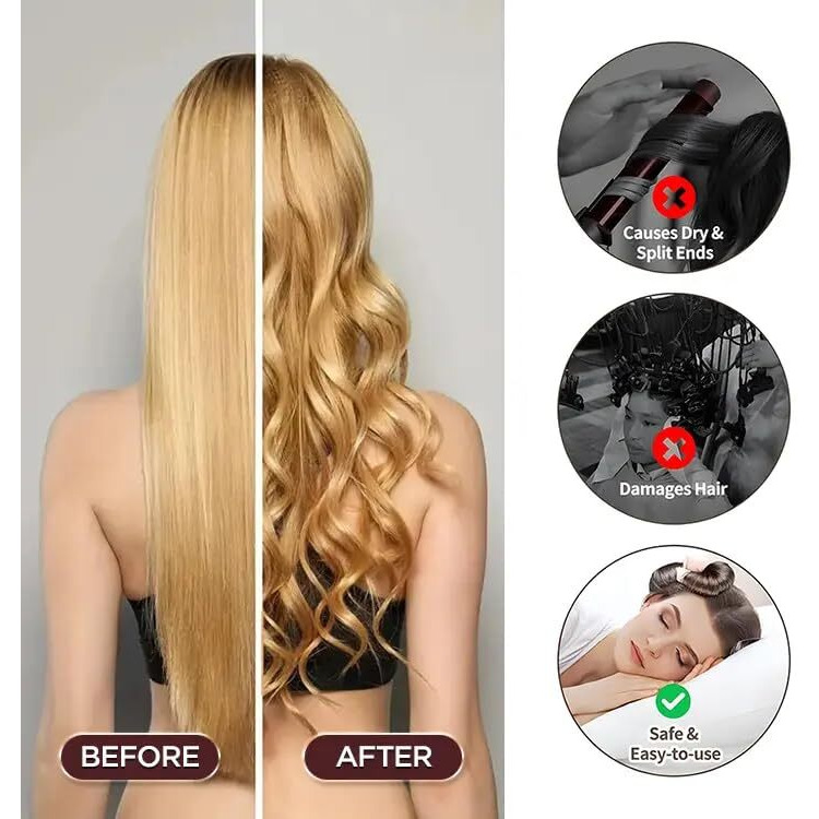 Denmile 3Pcs Heatless Curler For Women Hair Curler Without Heat Heatless Curler Satin Curling Rod With Hook No Heat Rollers For All Hair Types Heatless Curls Hair Roller Heatless Curls Headband