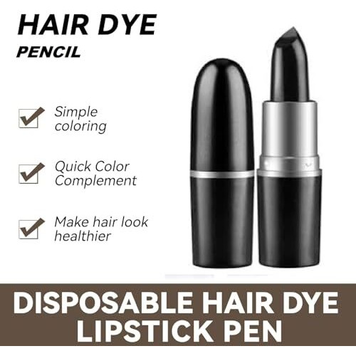 Denmile Black Hair Dye Pencil For Men & Women - Grey Hair Coverage Touch Up Stick - Instant Hair Colour Stick - Safe & Gentle Formula - No Ammonia Or Peroxide - Unisex & Travel-Friendly