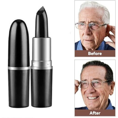 Denmile Black Hair Dye Pencil For Men & Women - Grey Hair Coverage Touch Up Stick - Instant Hair Colour Stick - Safe & Gentle Formula - No Ammonia Or Peroxide - Unisex & Travel-Friendly