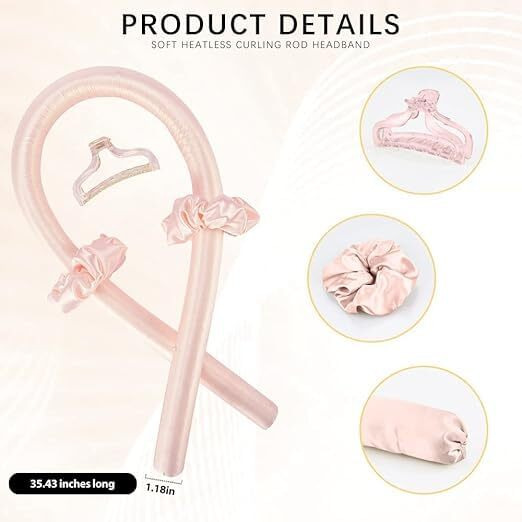Tresta Heatless Hair Curler For Women | Satin No-Heat Curling Rod Headband For Long Hair | Soft Foam Rollers For Comfortable Overnight Curls | Silk Curlers With Accessories | Perfect For Daily Use & Travel