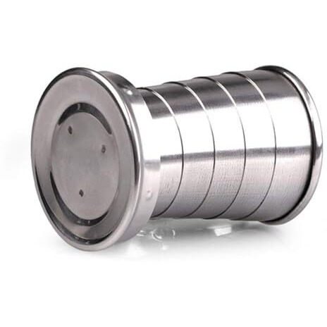 Sohansh Foldable Stainless Steel Collapsible Cup  Portable Telescopic Travel Keychain Mug For Camping, Hiking, Outdoor Drinking, Expandable Shot Glass, Compact & Durable For Travel (150 Ml)