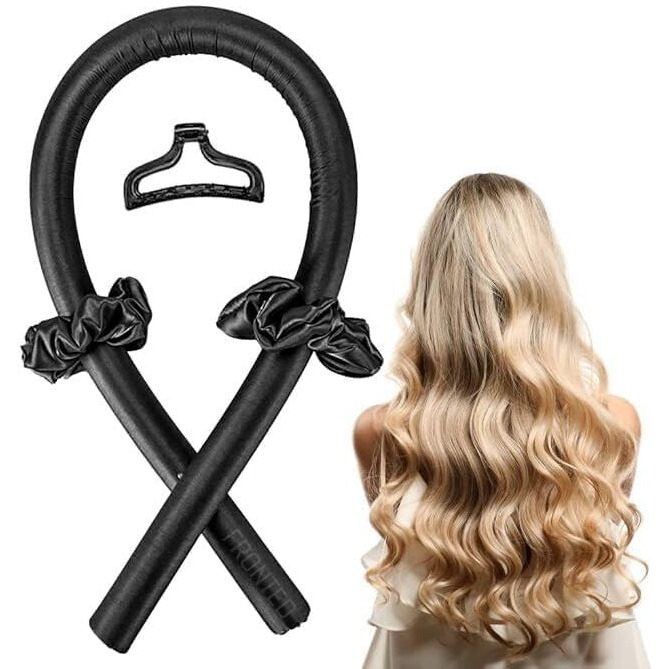 Snozio Heatless Hair Curler, Woman No Heat Curlers For Long Hair, Satin Heatless Curling Rod Headband With Accessory, Silk Soft Foam Hair Rollers Set,Curlers Rollers For Women Hair Curlers To Sleep In For Made-Black