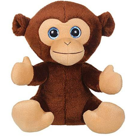 Mirada Dark Brown Cute Plush Stuffed Glitter Eye Velcro Monkey Soft Toy - 25 Cm