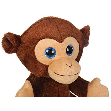 Mirada Dark Brown Cute Plush Stuffed Glitter Eye Velcro Monkey Soft Toy - 25 Cm
