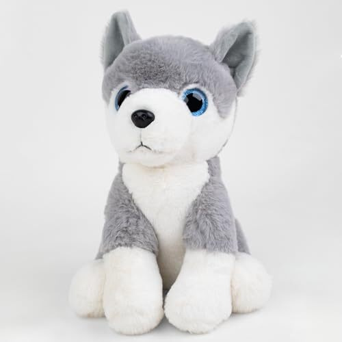 Mirada Cute Grey Glittery Eyes Husky Dog Soft Toy For Girls/Kids | Stuffed Plush Animal | - 25Cm