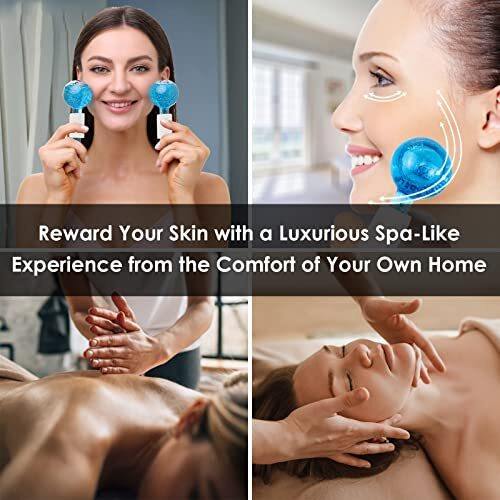 Poleview Facial Ice Globe Smart Cool Face Roller Ball, Facial Massage Tools For For Neck Eye Circle Reduce Puffiness Anti Ageing Wriknles Soothing Firming Skin 2Pcs