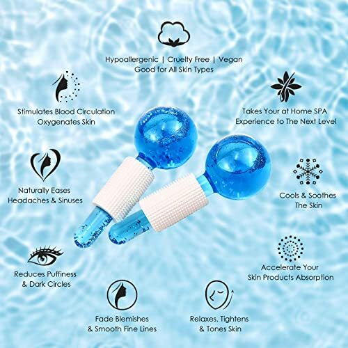 Poleview Facial Ice Globe Smart Cool Face Roller Ball, Facial Massage Tools For For Neck Eye Circle Reduce Puffiness Anti Ageing Wriknles Soothing Firming Skin 2Pcs