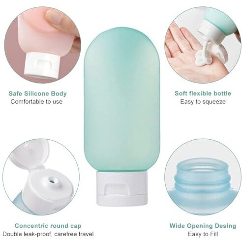 Maycreate 3Pcs Travel Bottles For Toiletries, 60Ml Travel Bottle, Plastic Empty Squeeze Bottle For Travelling, Leakproof Travel Kit Bottles Container For Shampoo Lotion Accessories, Multicolor