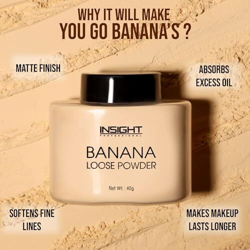 Insight Banana Loose Powder |Make Up Setting Powder |Provides Long-Lasting Coverage |Reduces Shine|Loose Powder(Banana Powder)