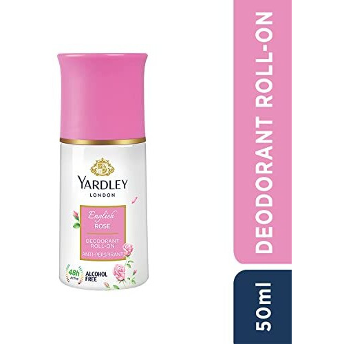Yardley London English Rose Anti-Perspirant Deodorant Roll-On| Body Deodorant Roll-On For Women| 48-Hour Active Sweat Protection| Alcohol-Free | 50Ml